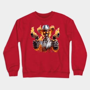 Flaming Skeleton Cowboy by focusln Crewneck Sweatshirt